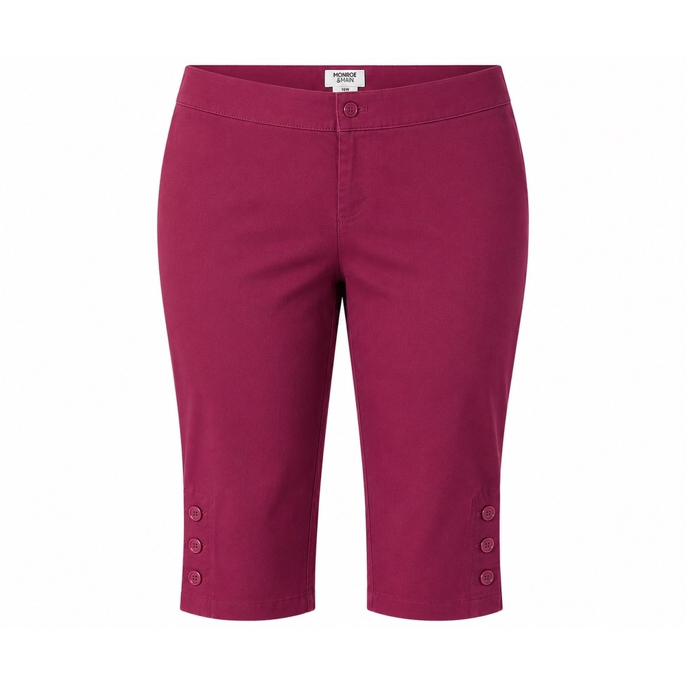 NWOT Monroe and Main Raspberry 3‎ Button Leg Capri Plus 16W Pants Capris